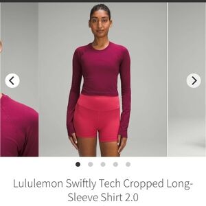Lululemon Swiftly Tech Cropped Long-Sleeve Shirt Size 12